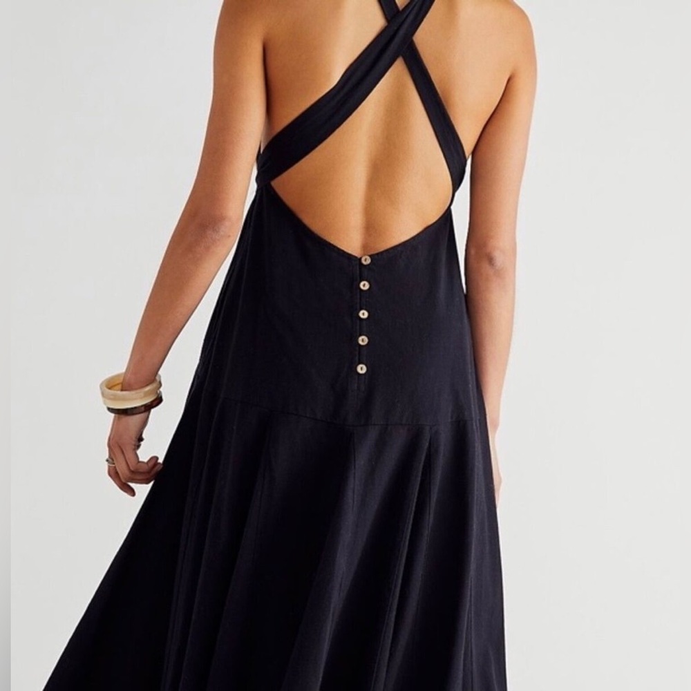 Free People Black linen dress